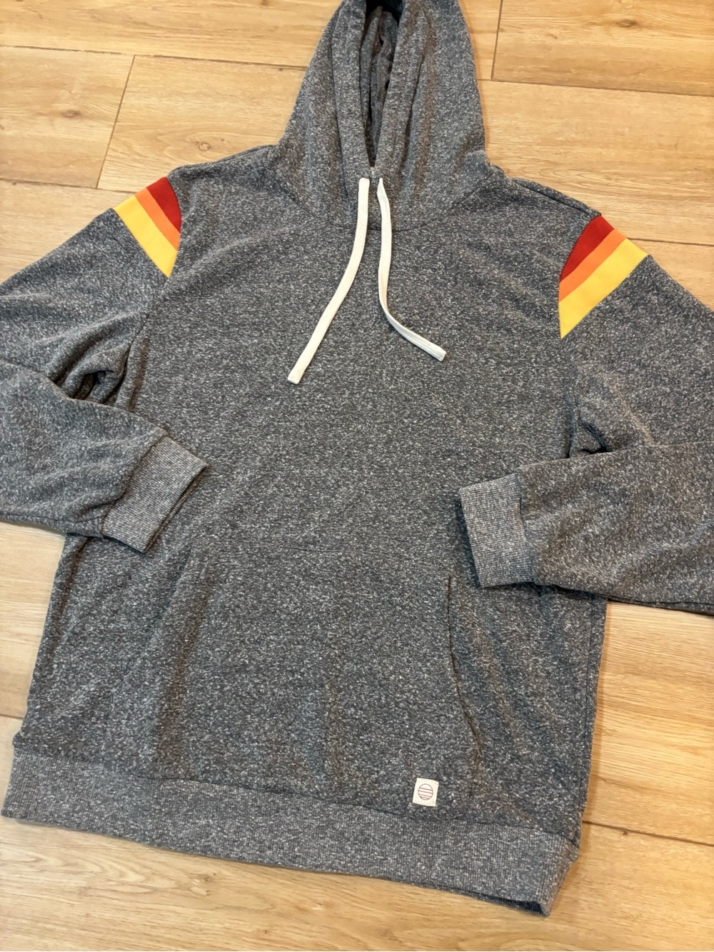 Marine Layer Heather Grey Contrast Sleeve Hoodie soft medium m - Picture 2 of 9